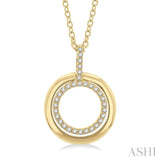 1/10 Ctw Petite Twin Circle Round Cut Diamond Fashion Pendant With Chain in 10K Yellow Gold