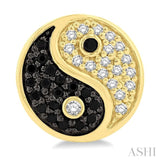 1/4 Ctw Petite Tao Yin Yang Black and White Round Cut Diamond Fashion Stud Earrings in 10K Yellow Gold