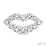 1/10 Ctw Petite Lips Round Cut Diamond Fashion Stud Earrings in 10K White Gold
