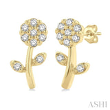 1/6 Ctw Petite Floral Round Cut Diamond Fashion Stud Earrings in 10K Yellow Gold