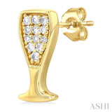 1/10 Ctw Petite Champagne Glass Round Cut Diamond Fashion Stud Earrings in 10K Yellow Gold