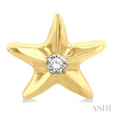 1/20 Ctw Sea Life Petite Starfish Round Cut Diamond Fashion Stud Earrings in 10K Yellow Gold