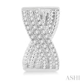 1/3 ctw Petite Wide Criss-Cross Rope and Round Cut Diamond Fashion Huggies in 14K White Gold