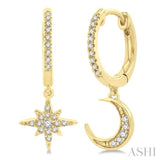 Star & Moon Petite Diamond Huggie Fashion Earrings