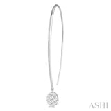 1/3 Ctw Oval Shape Dangler Lovebright Round Cut Diamond Earrings in 14K White Gold