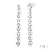 1/2 Ctw Round Cut Diamond Riviera Drop Earrings in 14K White Gold