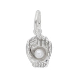 Baseball Glove With Pearl Accent Charm