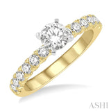 1/2 Ctw Round Cut Diamond Semi-Mount Engagement Ring in 14K Yellow And White Gold