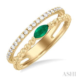 Bead Marquise Shape Gemstone & Diamond Ring