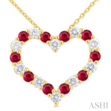 Heart Shape Gemstone & Diamond Fashion Pendant