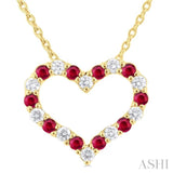 Heart Shape Gemstone & Diamond Fashion Pendant