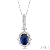 Oval Shape Halo Gemstone & Diamond Pendant