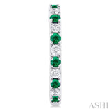 1.80 MM Round Shape Emerald and 1/4 Ctw Round Cut Diamond Precious Hoop Earrings in 10K White Gold
