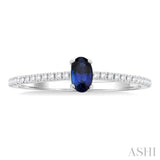 Oval Shape Gemstone & Petite Diamond Fashion Ring