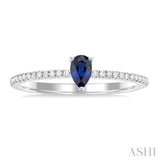 Pear Shape Gemstone & Petite Diamond Fashion Ring