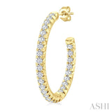 1 1/2 Ctw French Pave Set Round Cut Diamond Fashion Half Hoop Earrings in 14K Yellow Gold