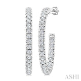 1 Ctw French Pave Set Round Cut Diamond Fashion Half Hoop Earrings in 14K White Gold