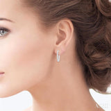 1 Ctw French Pave Set Round Cut Diamond Fashion Half Hoop Earrings in 14K White Gold