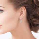 3/4 Ctw French Pave Set Round Cut Diamond Fashion Half Hoop Earrings in 14K White Gold