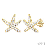 1/5 Ctw Petite Starfish Round Cut Diamond Fashion Stud Earrings in 10K Yellow Gold