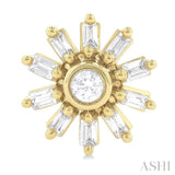 1/4 Ctw Petite Wheel Baguette and Round Cut Diamond Fashion Stud Earrings in 10K Yellow Gold