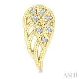 1/20 Ctw Petite Angel Wings Round Cut Diamond Fashion Stud Earrings in 10K Yellow Gold
