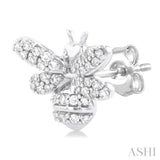 1/3 Ctw Petite Bumble Bee Round Cut Diamond Fashion Stud Earrings in 10K White Gold