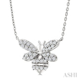 1/4 Ctw Petite Bumble Bee Round Cut Diamond Fashion Pendant With Chain in 10K White Gold