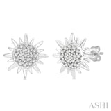 1/8 Ctw Petite Sun Round Cut Diamond Fashion Stud Earrings in 10K White Gold