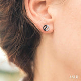1/5 Ctw Petite Yin Yang Black & White Round Cut Diamond Fashion Stud Earrings in 10K White Gold