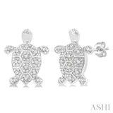 1/6 Ctw Petite Turtle Round Cut Diamond Fashion Stud Earrings in 10K White Gold