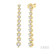 1/2 Ctw Round Cut Diamond Riviera Drop Earrings in 14K Yellow Gold