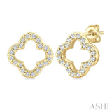 1/6 Ctw Petite Clover Round Cut Diamond Fashion Stud Earrings in 10K Yellow Gold