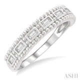 1/5 ctw Ball Bead Designing Baguette Cut Diamond Fashion Band in 14K White Gold