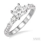 Princess Shape Semi-Mount Diamond Engagement Ring