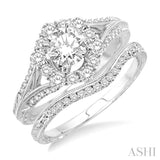 Round Shape Halo Diamond Wedding Set