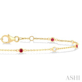 Gemstone & Diamond Station Chain Bracelet