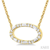 Oval Shape East-West Baguette Diamond Necklace