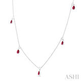 Pear Shape Gemstone & Diamond Station Necklace