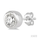 1/10 Ctw Bezel Round Cut Diamond Petite Stud Earrings in 10K White Gold