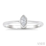 1/6 Ctw Petite Bezel Set Marquise Cut Diamond Fashion Ring in 10K White Gold