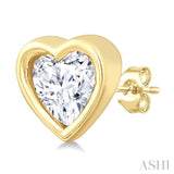 1/5 Ctw Petite Bezel Set Heart Shape Diamond Fashion Stud Earrings in 10K Yellow Gold