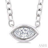 1/6 Ctw Petite East-West Bezel Set Marquise Cut Diamond Fashion Pendant With Chain in 10K White Gold