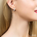 1/10 Ctw Bold Silver Ribbed Swirl Round Cut Diamond Pirouette Bold Half Hoop Earrings in Sterling Silver
