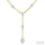 1 3/4 ctw Lovebright Oval Shape Round Cut Diamond Paperclip Fashion Necklace in 14K Yellow and White Gold