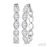 1 1/10 Ctw Bezel Set Oval Cut Diamond Fashion Hoop Earrings in 14K White Gold