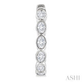 1 1/10 Ctw Bezel Set Oval Cut Diamond Fashion Hoop Earrings in 14K White Gold