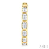 1 1/10 Ctw Bezel Set Emerald Cut Diamond Fashion Hoop Earrings in 14K Yellow Gold
