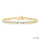 4 5/8 Ctw North-South Bezel Set Oval Cut Diamond Tennis Bracelet in 14K Yellow Gold