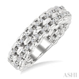 1/10 Ctw Bold Cable Chain Inspired Round Cut Diamond Fashion Ring in Sterling Silver